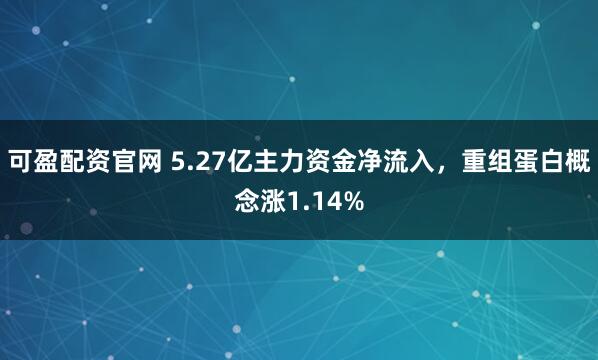 可盈配资官网 5.27亿主力资金净流入，重组蛋白概念涨1.14%